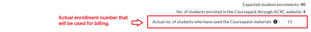 input actual number that will be used for billing